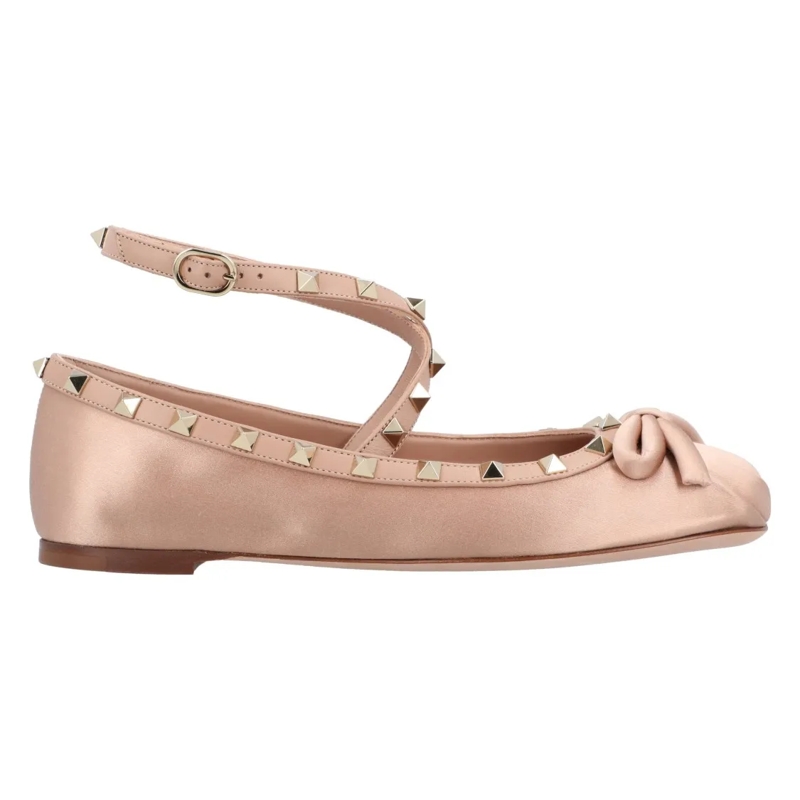 Valentino Garavani Balletschoenen Rockstud Satin Ballerinas Nude Pink