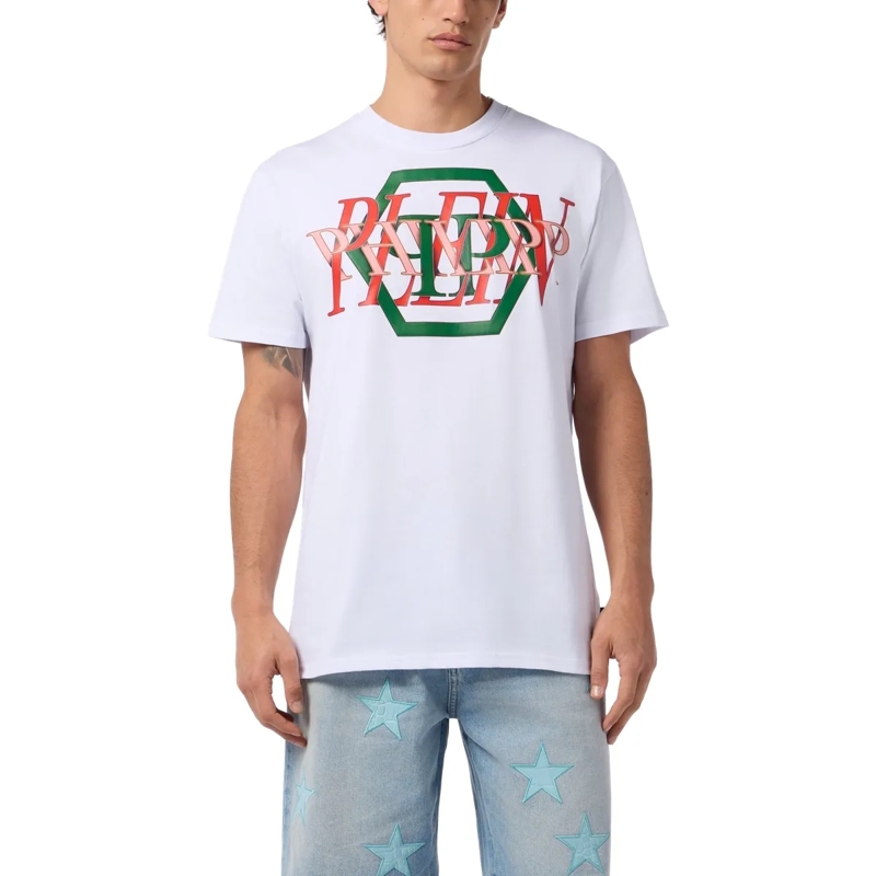 Philipp Plein T-Shirt Round Neck T-Shirt Logo Hexagon weiss(Image 3)