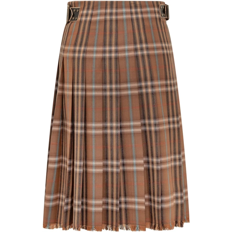 Burberry Maxirock Gonna Midi a Quadri con Frange braun(Image 2)
