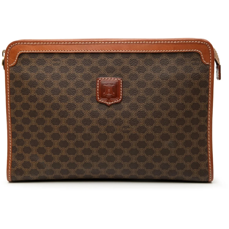 Celine Clutch Macadam Coated Canvas Clutch braun
