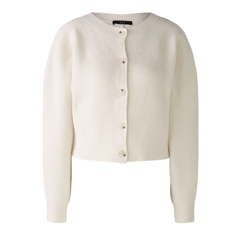 Oui Strickjacke Strickjacke offwhite