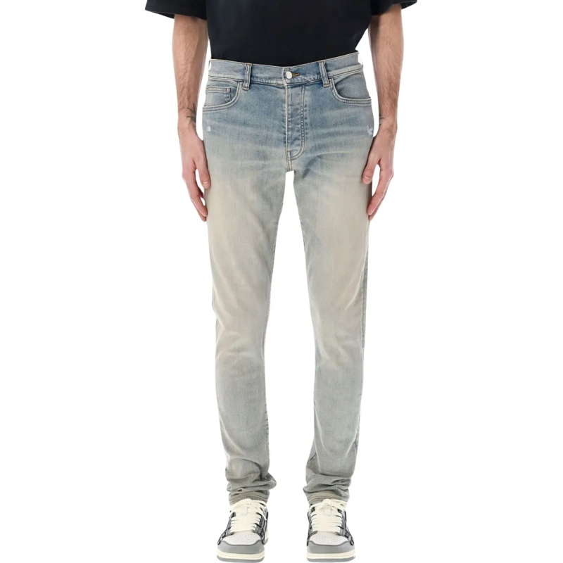 Amiri Jeans Skinny Fit Stack Jeans With Extended Inseam Blue