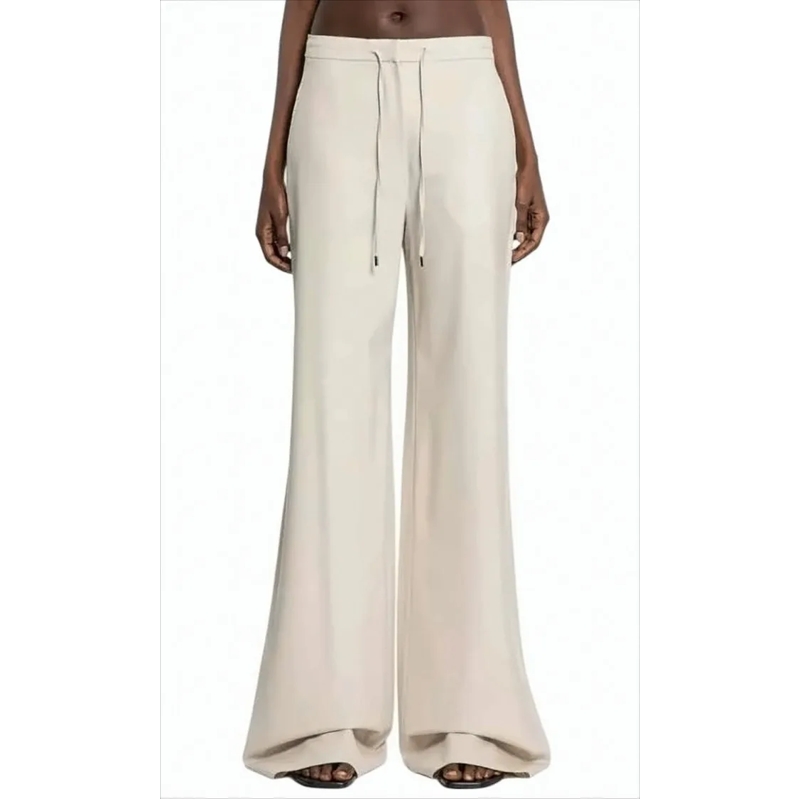 Max Mara  Wide Leg Stretch Wool Twill Trousers White