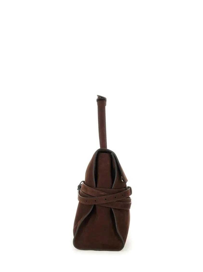Thumbnail - Moschino Hobo Bags - Structured Brown Suede Handbag - Gr. unisize - in Schwarz - für Damen
