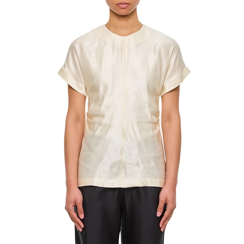 Loulou Studio Bluse Fitted Short-Sleeved Blouse Neutrals