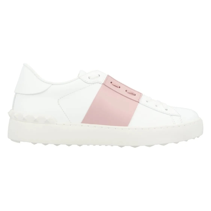 Valentino Garavani Low-Top-Sneaker Calfskin Sneakers With Contrasting Band And Rubber White