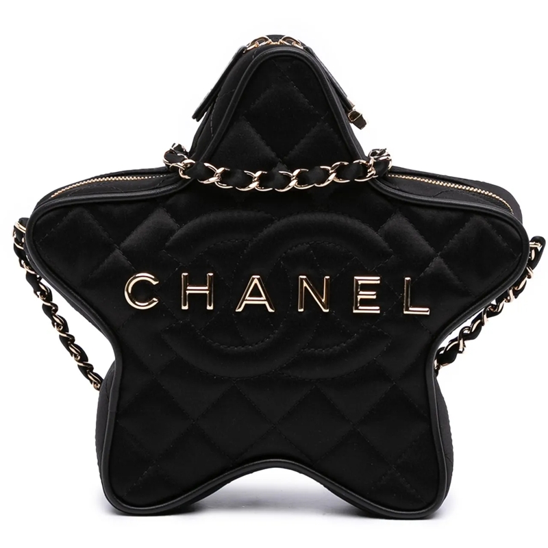Chanel Sac à bandoulière Quilted Satin Walk Of Fame Star Crossbody schwarz