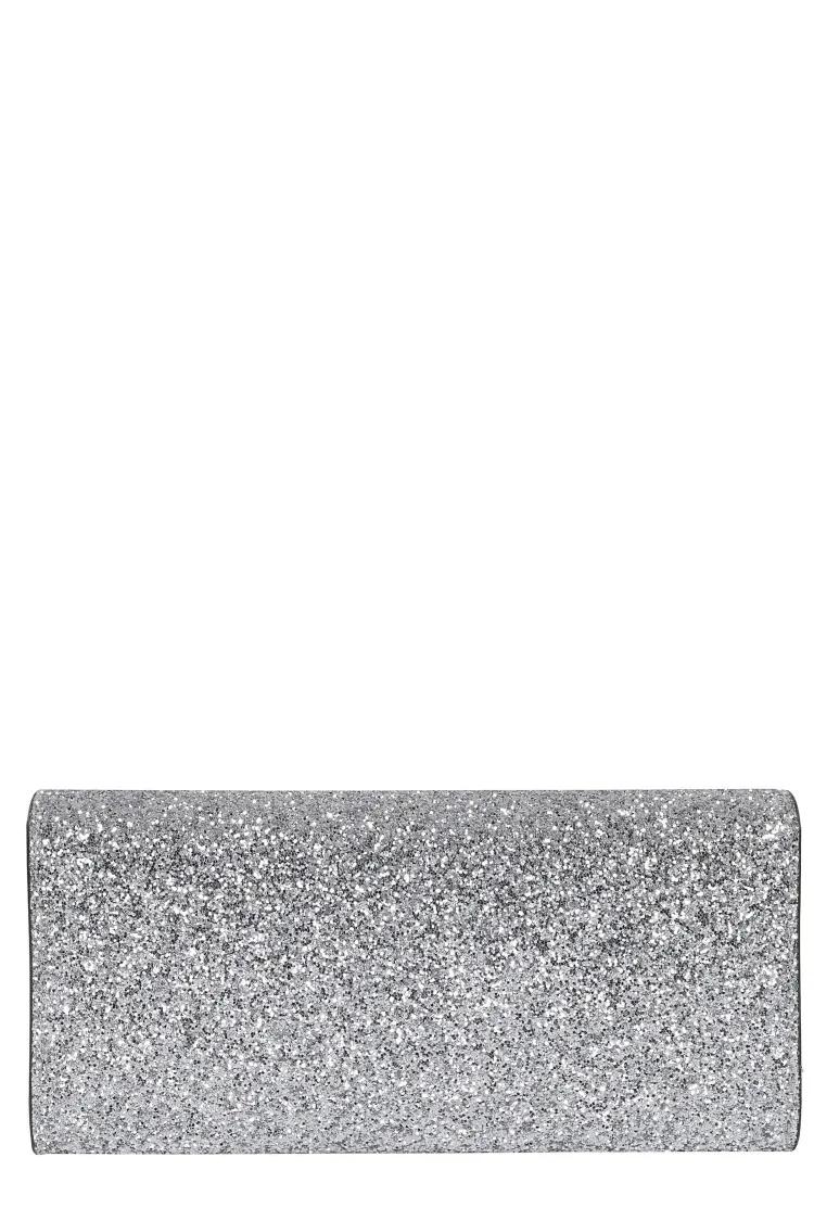 Jimmy Choo Clutches Powder Glitter Fabric Clutch in zilver