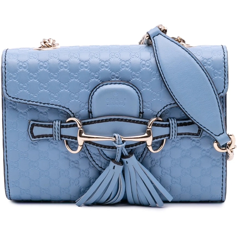 Gucci Schultertasche Mini Microguccissima Emily Crossbody blau