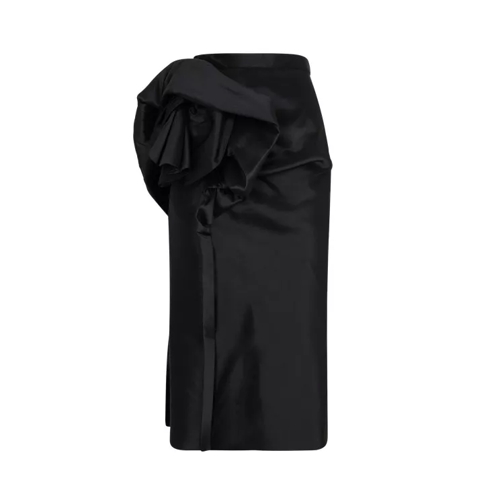 Maison Margiela Black Draped Midi Skirt Black 