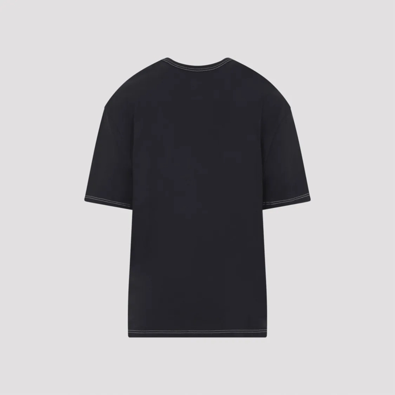 Lemaire T-Shirt Relaxed-Fit Black T-Shirt With Contrast Stitching Black