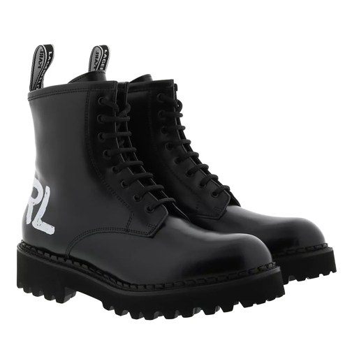 Karl Lagerfeld Troupe Brush Logo Boot Hi Black Laarzen met vetersluiting