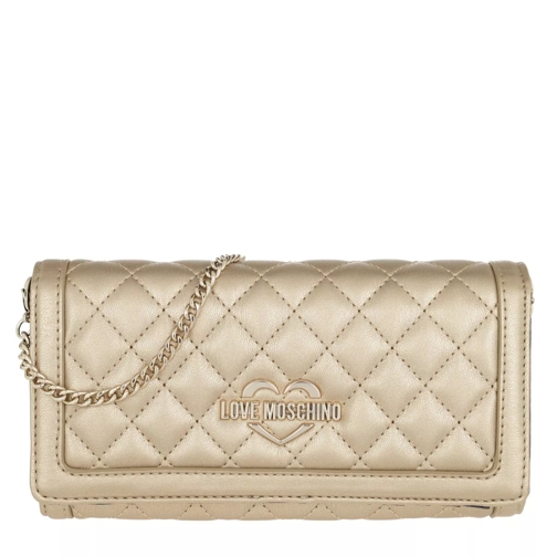 Love Moschino Wallet Chain Quilted Metallic Oro Wallet On A Chain