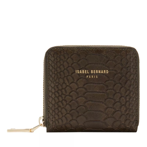Isabel Bernard Honoré Jules Green Calfskin Leather Zipper Wallet With Snake Print Portemonnaie mit Zip-Around-Reißverschluss