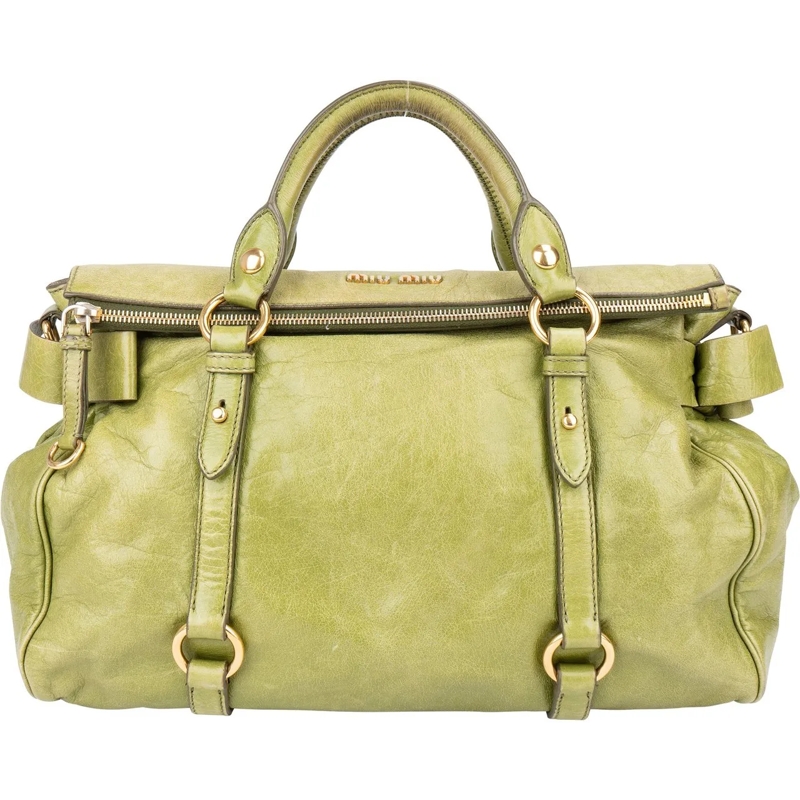 Miu Miu Schultertasche Miu Miu Green Leather City Handbag grün