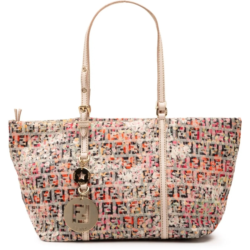 Fendi Shopper Mini Zucchino Canvas Floral Superstar Tote rose