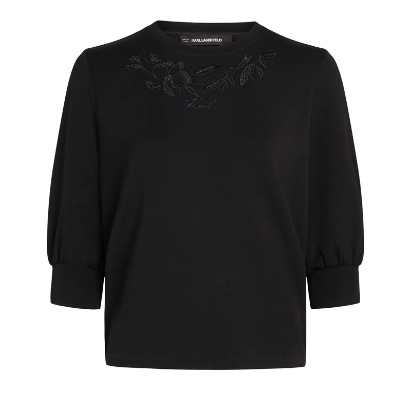 Karl Lagerfeld Sweatshirt SWEATSHIRT MIT ORCHIDEENSTICKEREI schwarz