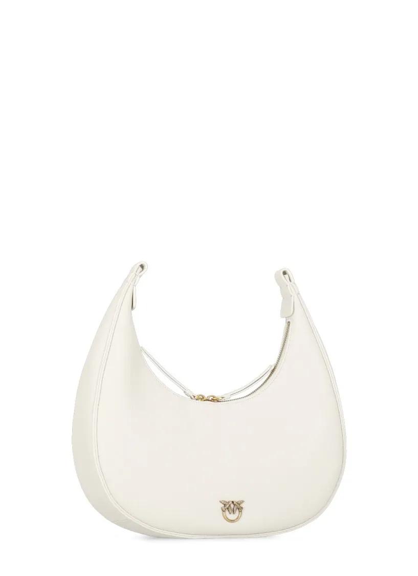 Pinko Love Birds Leren Tas met Diamant Gesp White Dames