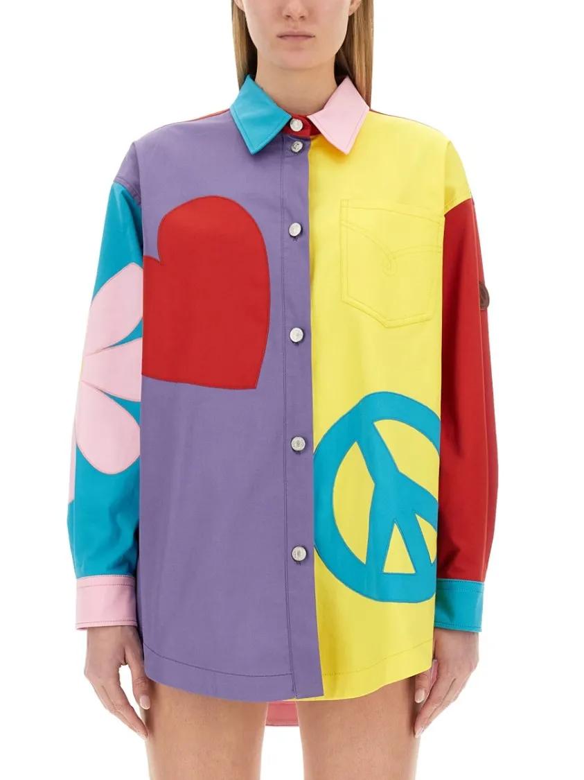 Thumbnail - Moschino - Oversized Printed Shirt With Eclectic Patchwork De - Größe 42 - multi