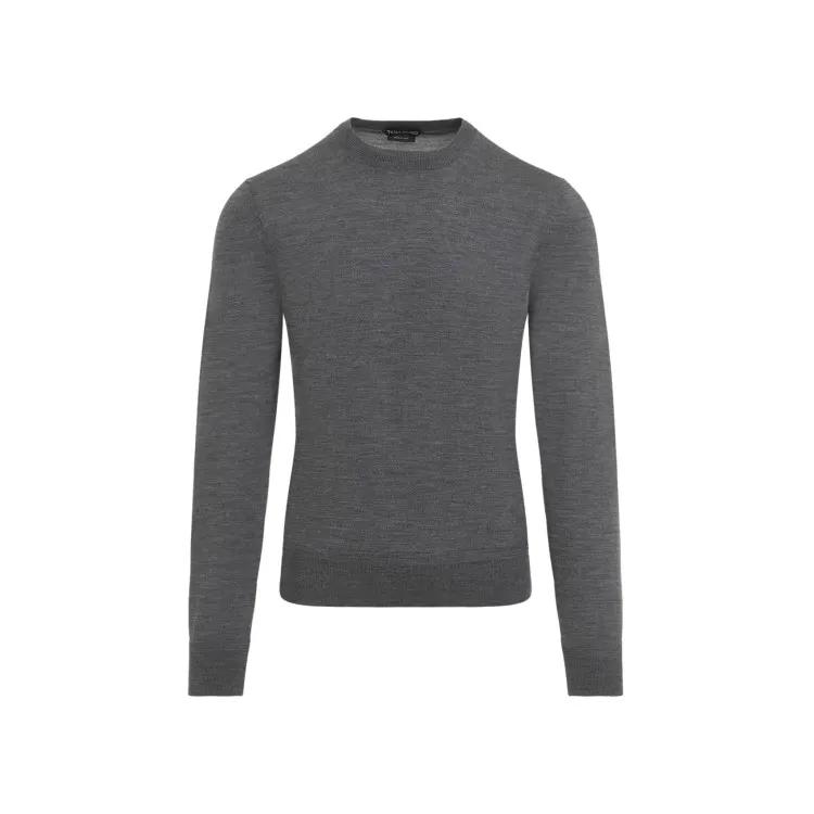 Tom Ford - Merino Wool Round Sweater - Größe 52 - grau