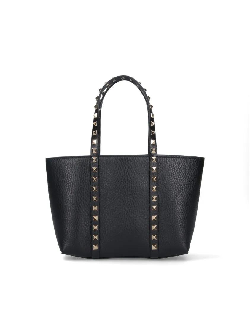 Valentino Garavani Shoppers & Totes Small 'Rockstud' Top Handle Bag – Black in zwart