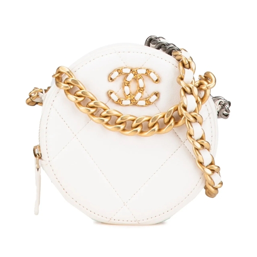 Chanel Clutch 2021 Lambskin 19 Round Clutch with Chain weiß