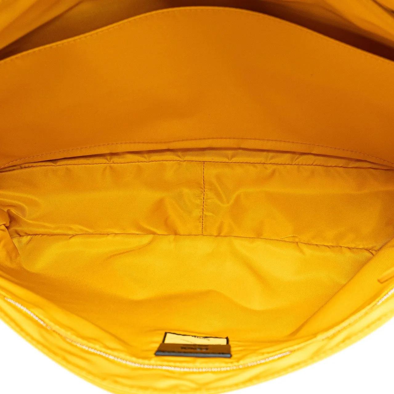 Fendi Hobo bags 2000-2018 Large Econyl Nylon Baguette Satchel in geel
