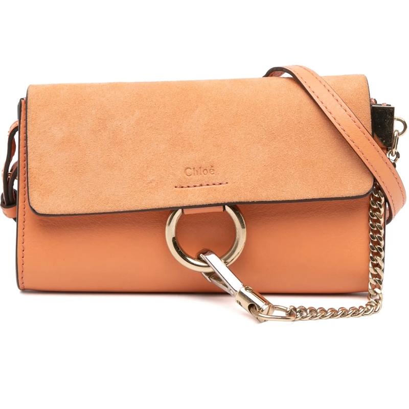 Chloé Schultertasche Small Suede and Calfskin Faye Crossbody orange
