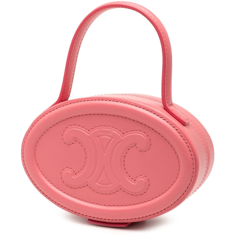 Celine Tote Calfskin Cuir Triomphe Oval Handbag rose