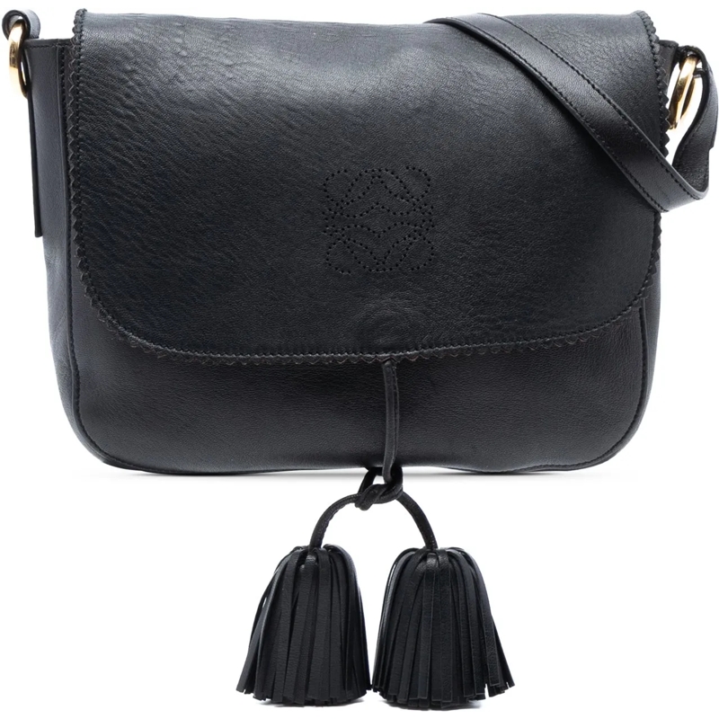 Loewe Sac à bandoulière Leather Anagram Tassel Crossbody schwarz
