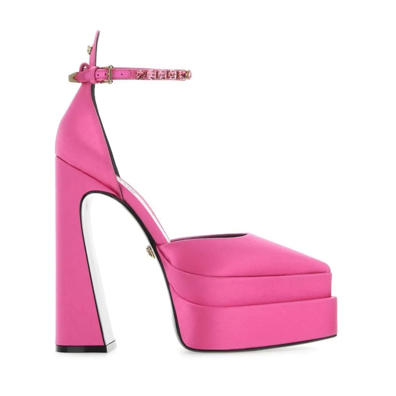 Versace Pumps Pink Silk Satin Pumps Pink