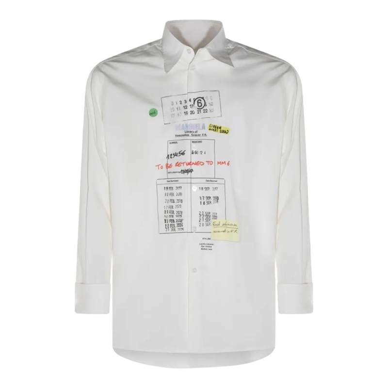 MM6 Maison Margiela Hemd Long-Sleeved White Shirt With Graphic Desig White