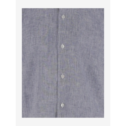 Herno Chemises Textured Grey Linen Shirt With Classic Collar Grey (Image 3)