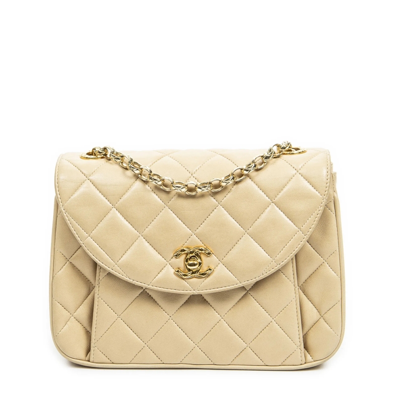 Chanel Crossbody Bag Rare Vintage Small Bijoux Curve Flap beige