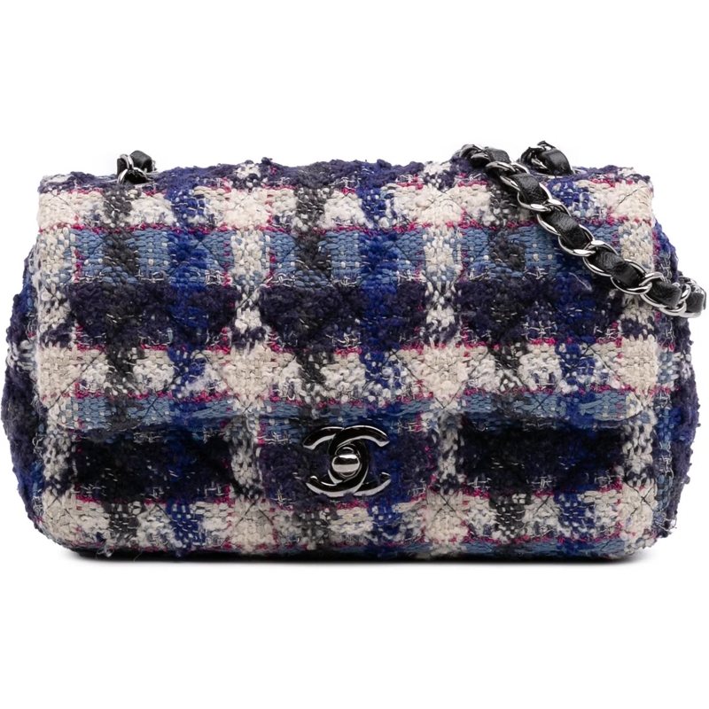 Chanel Sac à bandoulière Mini Rectangular Classic Tweed Single Flap blau