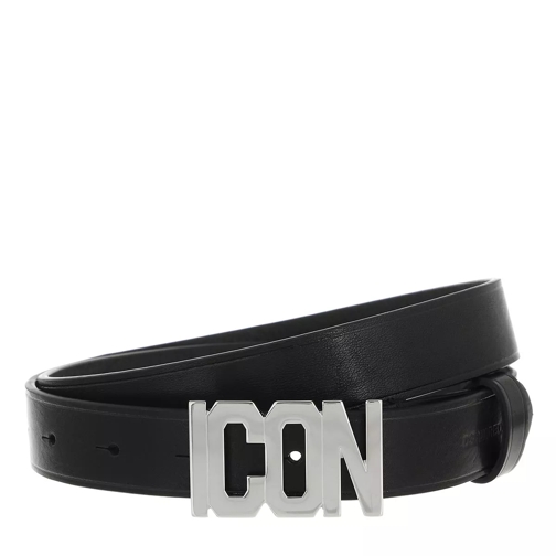 Dsquared2 Icon Buckle Belt Leather Black Thin Belt