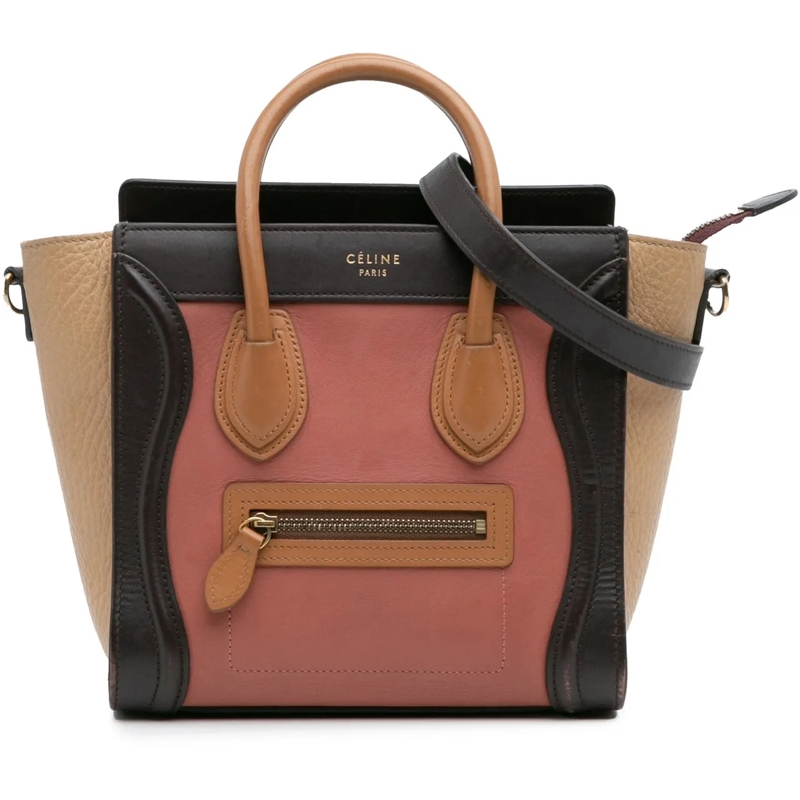 Celine Schultertasche Nano Tricolor Leather Luggage Tote rose