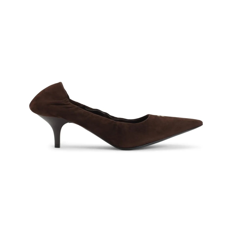 Miu Miu Escarpins High-Heeled Brown Suede Pumps With Gathered Detail Brown
