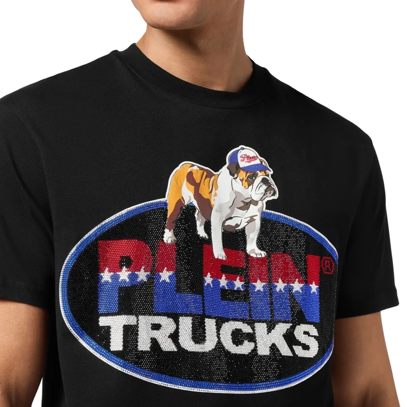 Philipp Plein T-Shirt T-Shirt Round Neck Ss Bulldog Embellished schwarz
