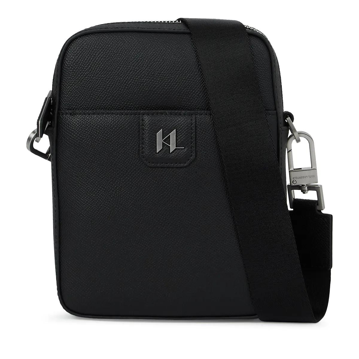 Karl Lagerfeld Crossbody Bags - K/Monogram Umhängetasche aus Leder - Gr. unisize - in Schwarz - für Herren