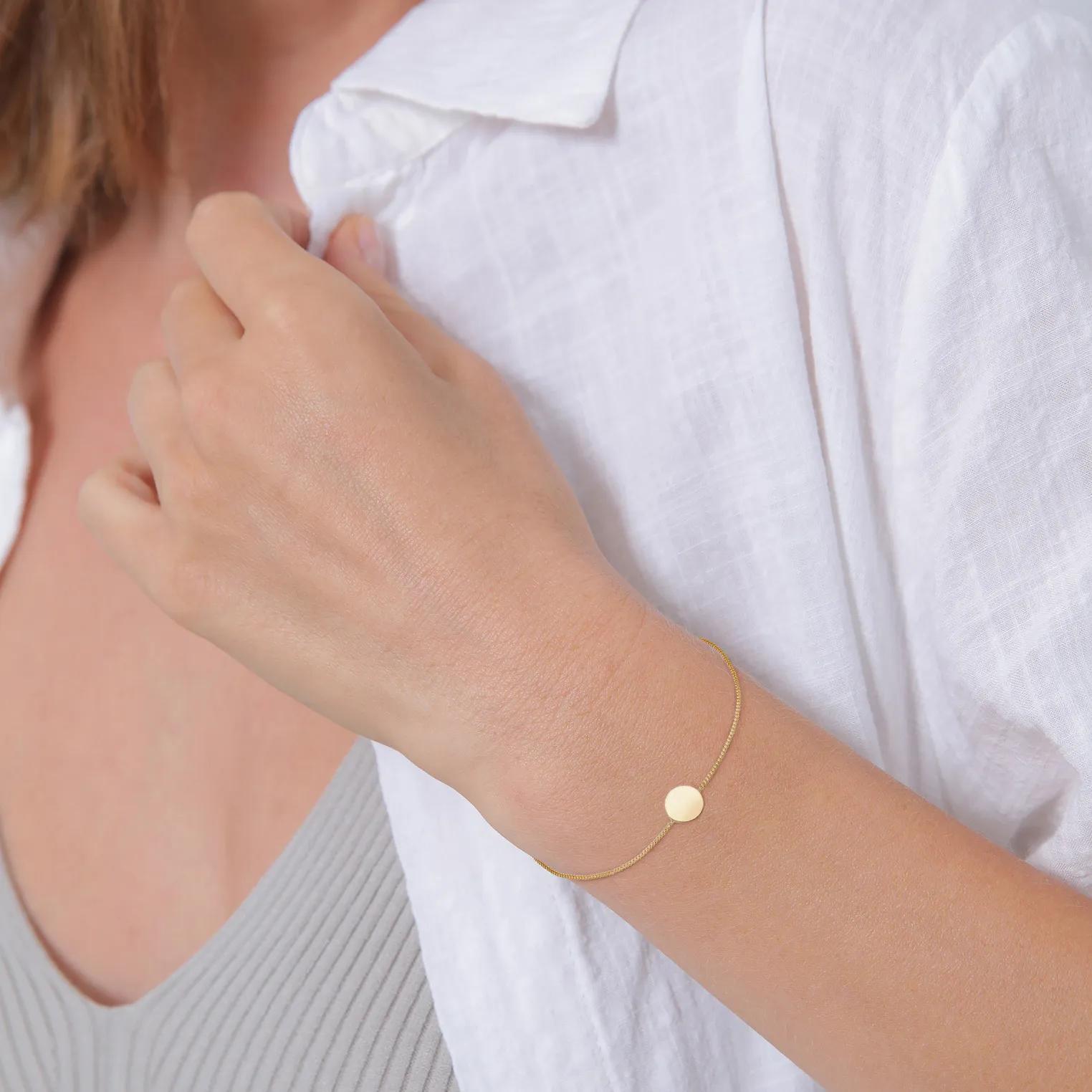 Thumbnail - Elli Armbänder - Armband Kreis Basic Geo Anhänger Armschmuck 375er - Gr. 16 CM - in Gold - für Damen