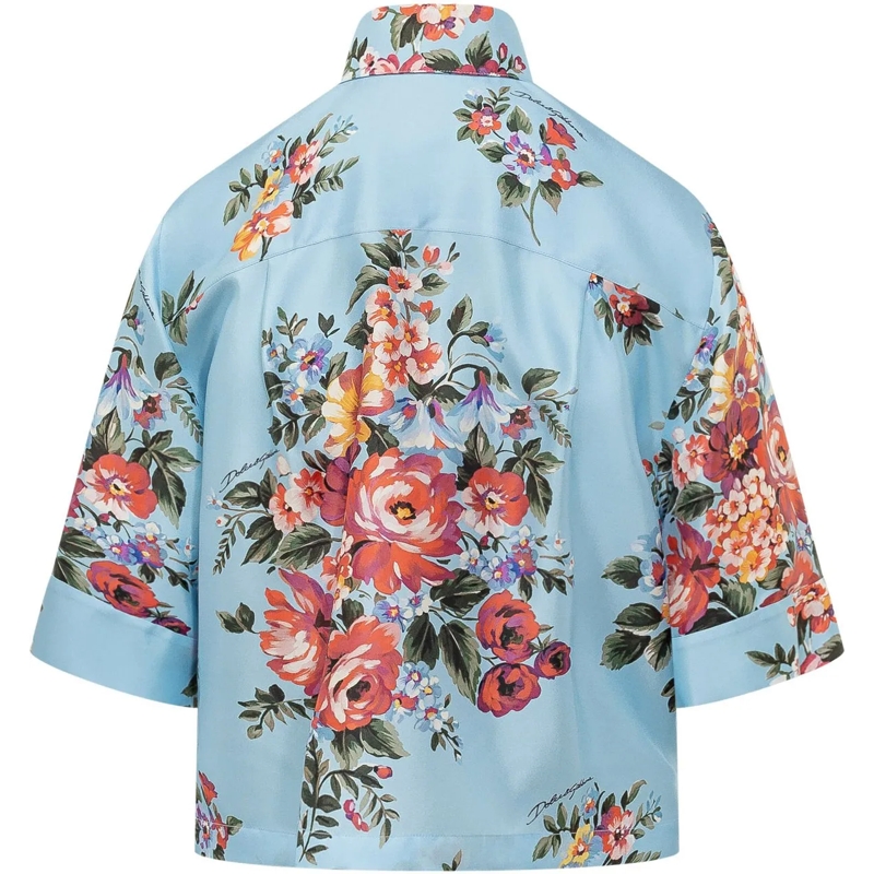 Dolce&Gabbana Chemisier Camicia a Stampa Floreale hellblau(Image 2)
