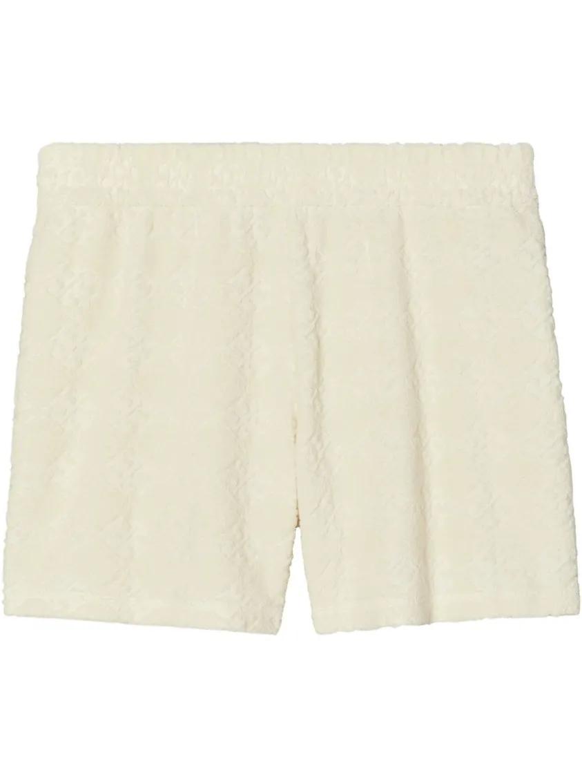 Thumbnail - Tory Burch - White Jacquard Logo Shorts - Größe S - weiß