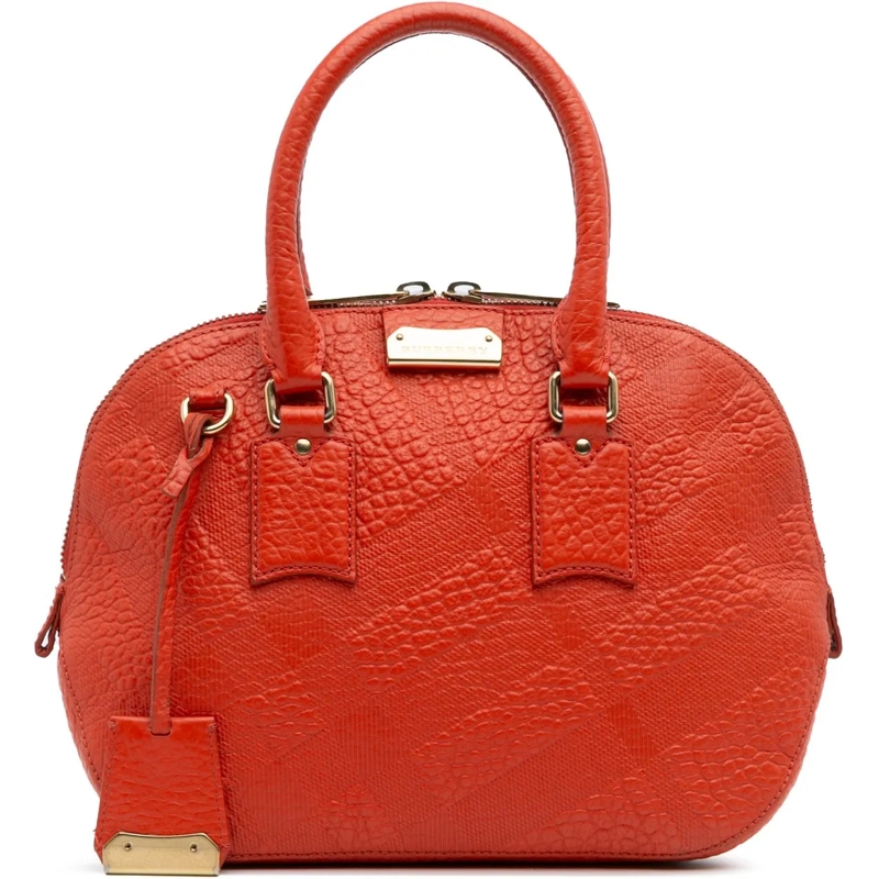 Burberry Schultertasche Small Heritage Grain Check Embossed Leather Orchar orange