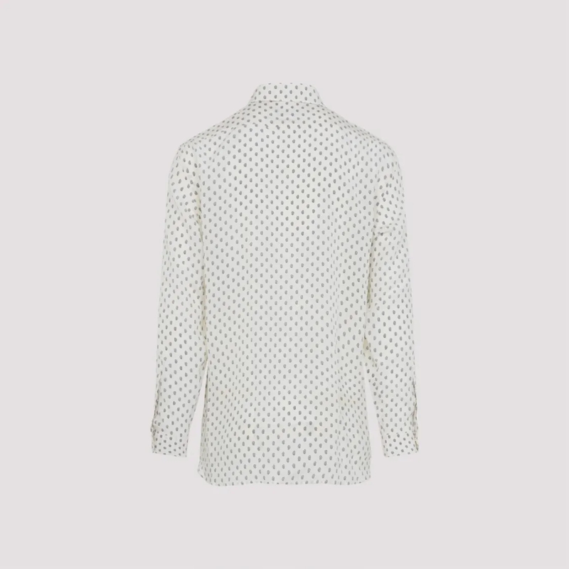 Tom Ford Hemd Silk Formal Shirt With Subtle Paisley Pattern White