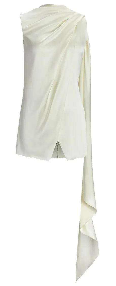 Ralph Lauren - Elegant White Silk Shirt With Draped Detail - Größe 6 - weiß