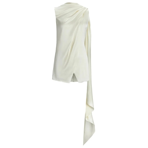 Ralph Lauren Chemises Elegant White Silk Shirt With Draped Detail White