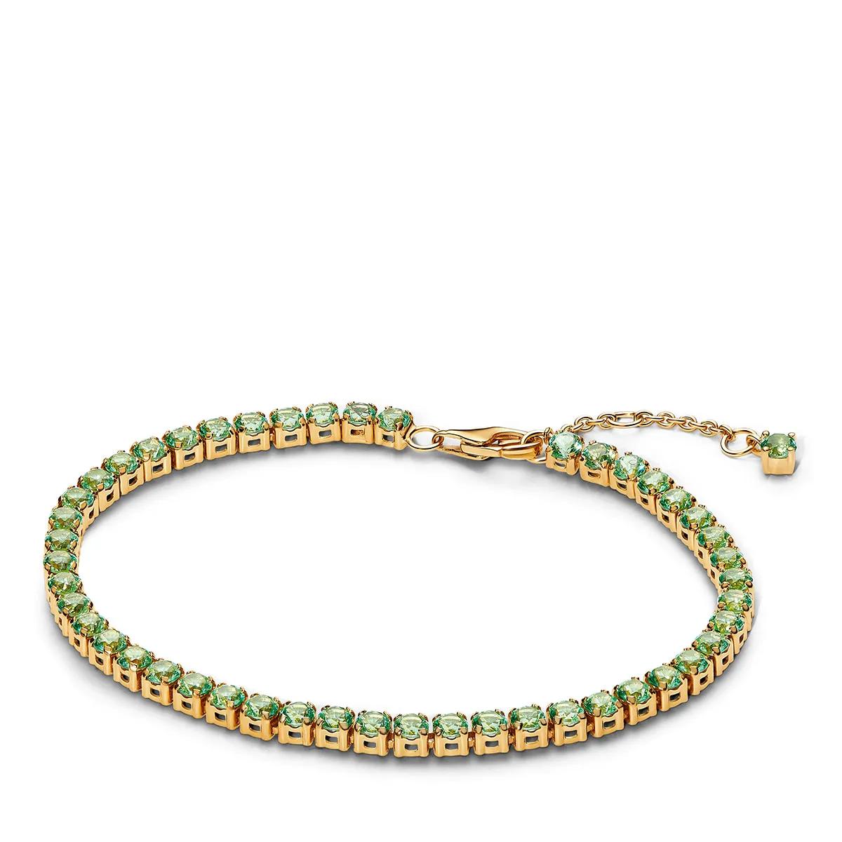 Pandora Armband - Sparkling Green Tennis Bracelet - Gr. 16 - in Gold - für Damen - aus Metalllegierung & 14 Karat Gelbgold (585)