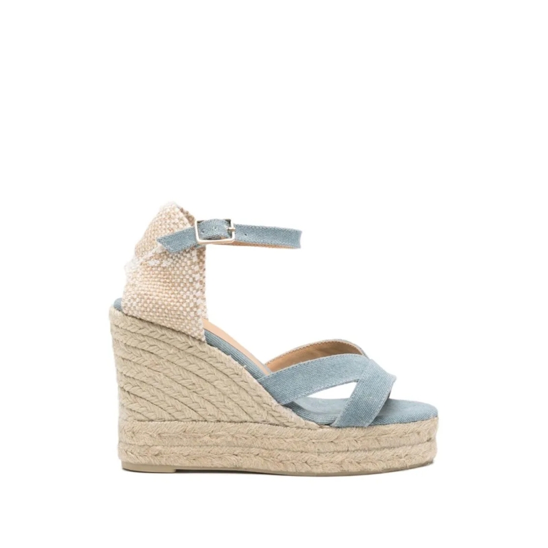 Castaner Sandalen Light Blue Fabric Wedge Sandals Neutrals