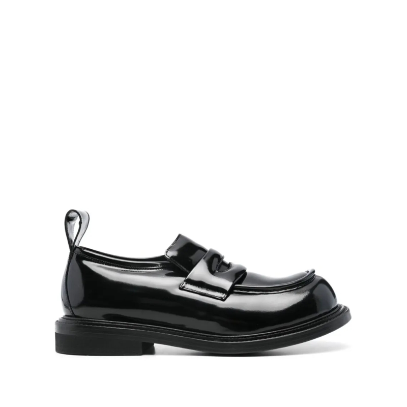 Moschino Loafer Glossy Black Flat Shoes Black